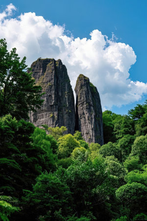 Summit of the Elbe Sandstone Mountains, Saxony, Germanyの素材