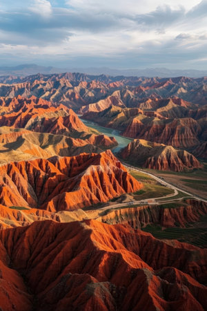 Landscape of Danxia landform in Zhangye Danxia National Park, Gansu Province, Chinaの素材