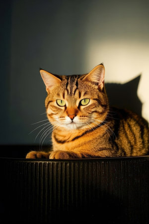 Cat on a black background. Portrait of a beautiful cat.の素材