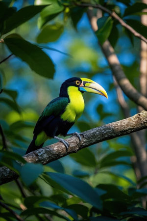 Toucan perched on a branch in the rainforest of Costa Ricaの素材