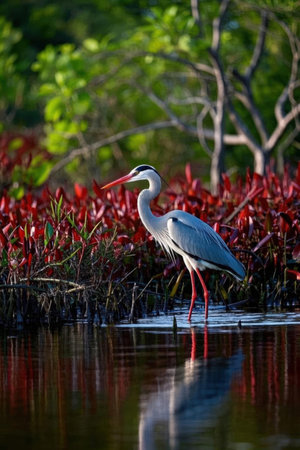 Great Blue Heron in Everglades National Park, Florida, USAの素材