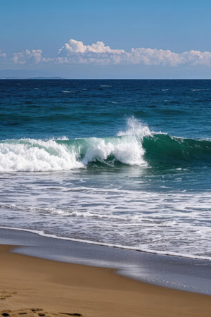 Waves on the beach of the Mediterranean Sea. Spain, Costa Bravaの素材
