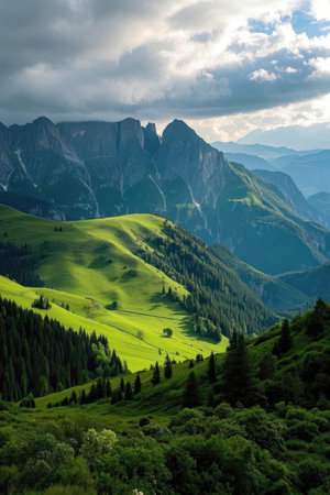 Mountain landscape in the Dolomites, South Tyrol, Italyの素材