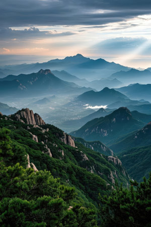 Mount Huangshan in the summer, Huangshan City, Anhui Province, Chinaの素材