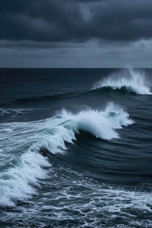Stormy waves on the Atlantic ocean. Stormy weather in Iceland.の素材