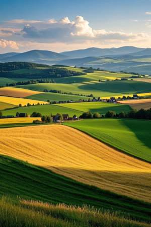 Beautiful summer landscape in South Moravia, Czech Republic. Rural scene.の素材