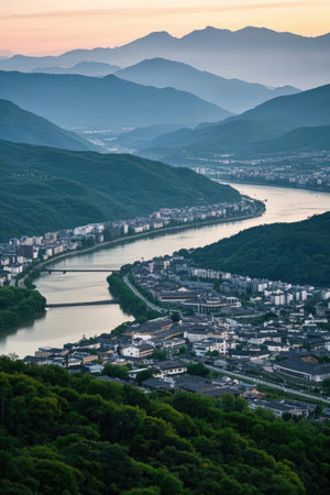 Aerial view of the city of Heidelberg, Germany.の素材