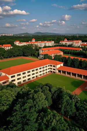 Aerial view of the campus of the University of Wroclaw, Polandの素材