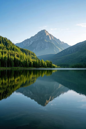 Mountain reflection in the lake. Altai, Siberia, Russiaの素材