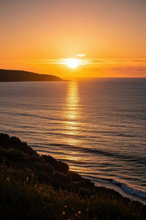 Sunset over the Atlantic Ocean in Tenerife Canary Islands Spainの素材