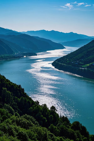 Beautiful view of the Rhine River in Switzerland, Europe.の素材