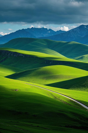 Beautiful landscape in the highlands of Kyrgyzstan.の素材
