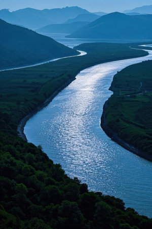 Beautiful view of the Svaneti river, Georgia.の素材