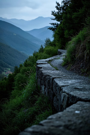 Beautiful mountain landscape with stone path in the Carpathian mountainsの素材