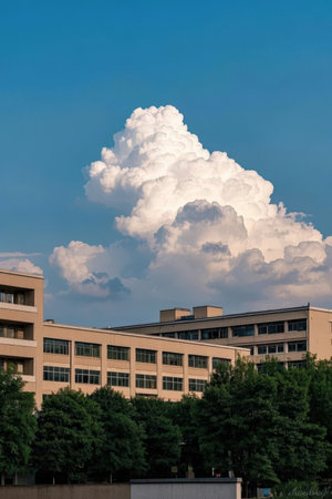 Clouds in the blue sky over the city of Berlin, Germanyの素材