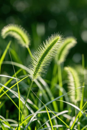 Grass flower in the meadow, close up. Nature backgroundの素材