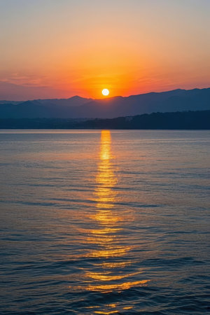 Sunset over the sea in Montenegro, Adriatic Seaの素材