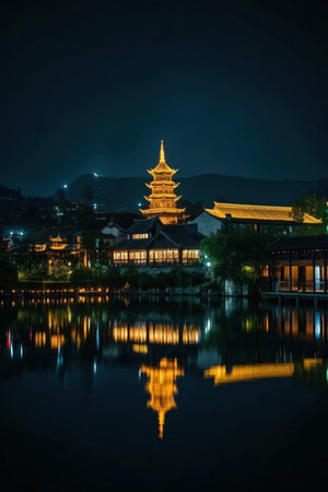 Night view of the ancient city of Chengde, Hebei Province, Chinaの素材