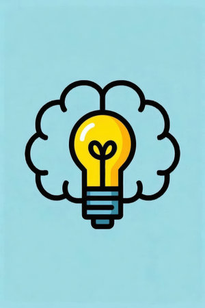 Brain and light bulb icon. Brainstorming idea concept. Vector illustration.の素材