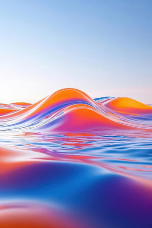 Colorful water surface with waves. Abstract background. 3d renderingの素材