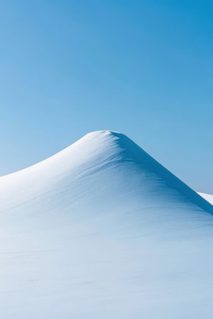 Mountain peak in the snow against the blue sky, winter landscapeの素材