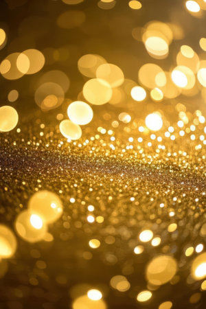 golden glitter vintage lights background. gold and black. de focusedの素材