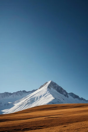 Mountain landscape with snow and clear blue sky. Caucasus, Russiaの素材