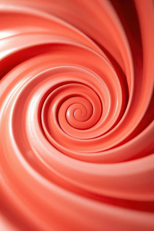 close up of red spiral on white background with shallow depth of fieldの素材