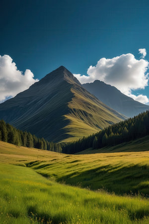 Mountains and meadows in the Altai Republic, Russia.の素材