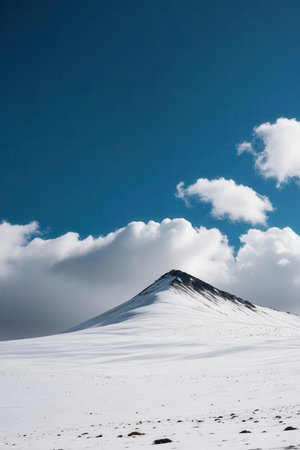 Mt. Fuji in winter with snow and blue sky, Japanの素材
