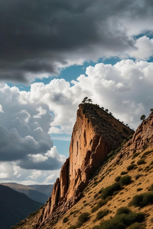 Dramatic stormy sky over the Red Rock Canyon, Utahの素材