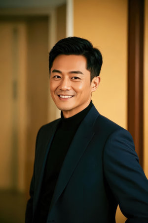 Portrait of a smiling young asian businessman looking at the cameraの素材
