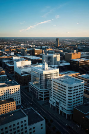 Aerial view of the city of Frankfurt am Main, Germany.の素材