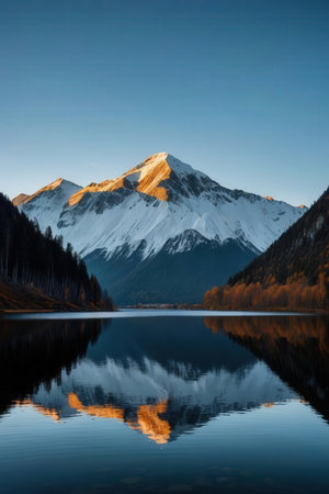 Mountains reflected in the lake. Altai, Siberia, Russiaの素材