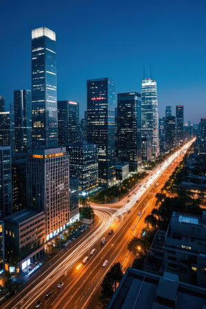Shanghai Lujiazui Finance and Trade Zone of the modern city night viewの素材