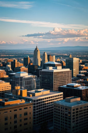 Aerial view of downtown Pittsburgh Pennsylvania, USA. Pittsburgh is the third largest city in the United States.の素材