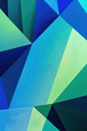 Abstract background of blue and green geometric shapes in the shape of a triangleの素材