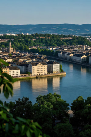 Panoramic view of the city of Limmat river, Switzerlandの素材