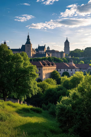 Panoramic view of the city of Heidelberg, Germanyの素材