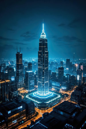 beautiful night view of shanghai lujiazui financial centerの素材