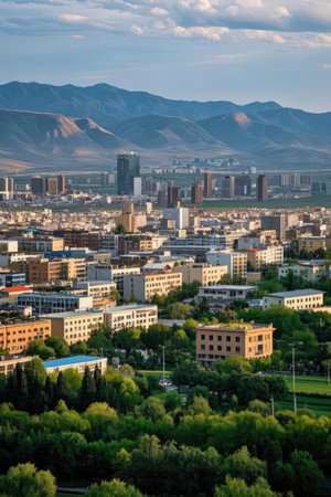 Aerial view of the city of Tbilisi, Georgia.の素材