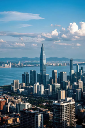 Aerial view of skyscrapers in Chicago, Illinois, USAの素材