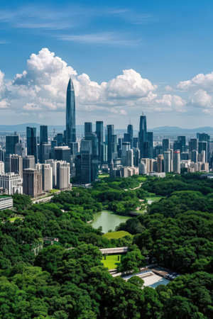 Panoramic view of the city of Shenzhen, China.の素材