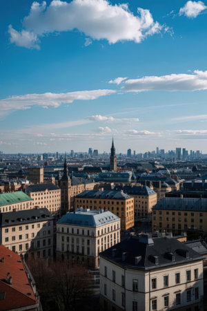Aerial view of the old town of Riga, Latvia.の素材