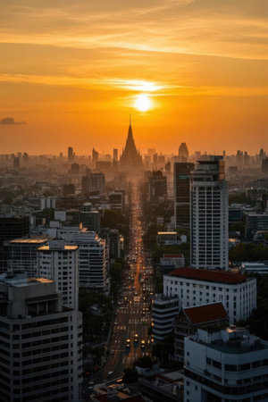 Bangkok cityscape at sunset.の素材