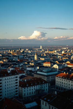 Beautiful panoramic view of the city of Munich, Germanyの素材