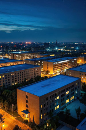 Night view of the city of Dusseldorf, Germanyの素材