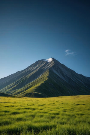 Mt.Fuji with grassland and blue sky, Yamanashi, Japanの素材