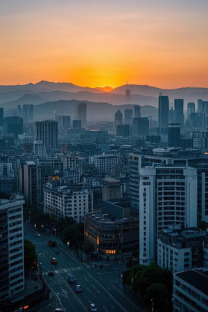 Beautiful landscape and cityscape of Seoul city at sunset time in South Koreaの素材