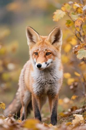 Red fox (Vulpes vulpes) in autumn forest.の素材